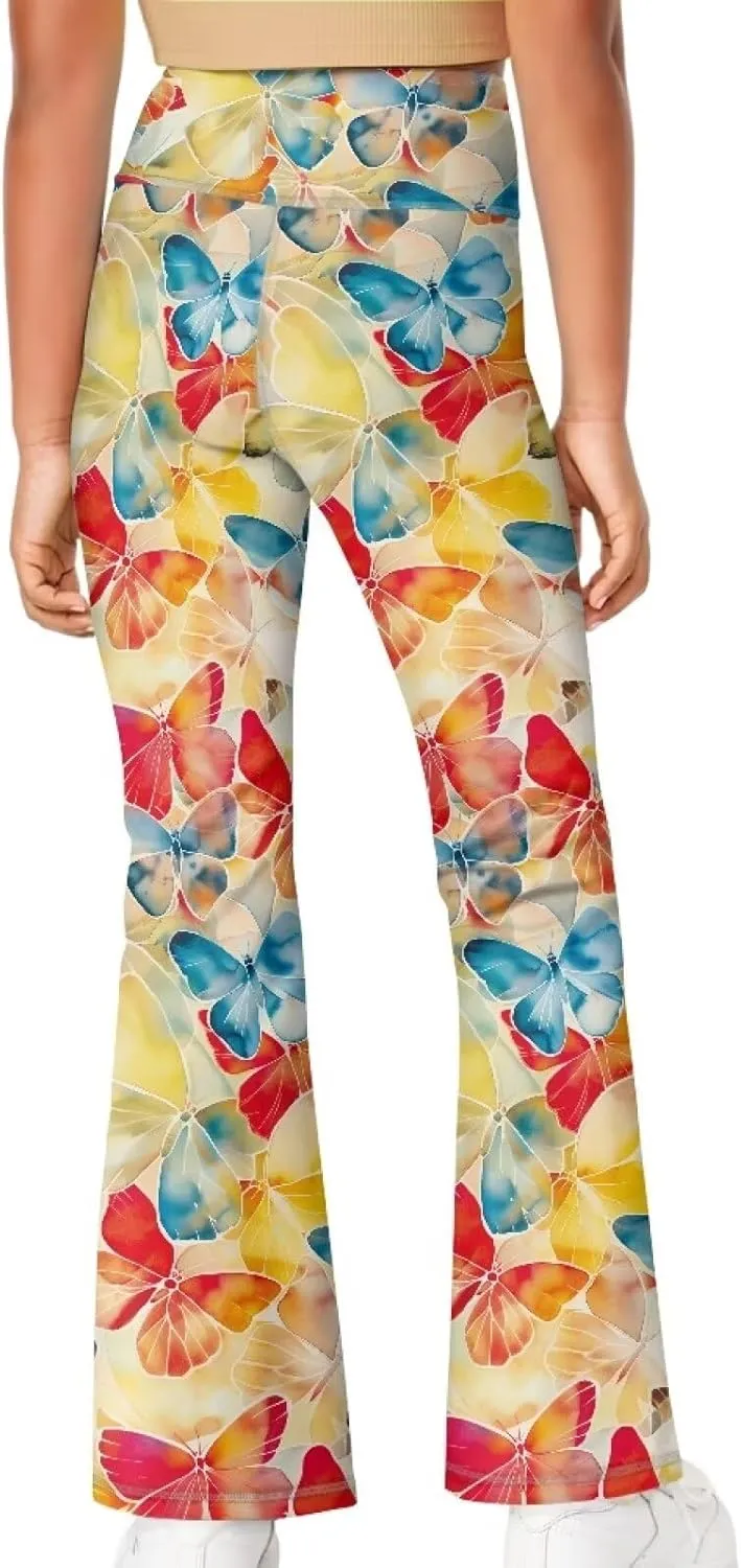 Girls Flared Leggings High Waisted Girls Bell Bottoms Bell Breathable Bottoms for Girls