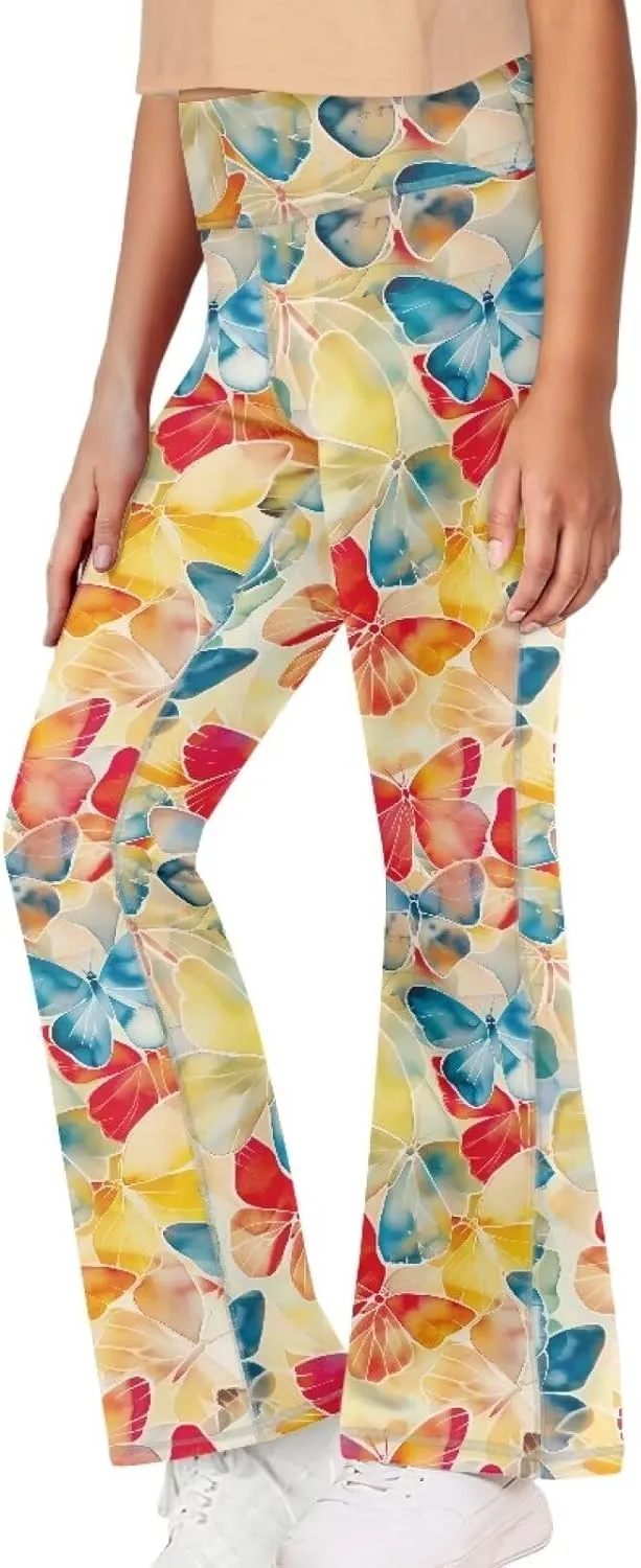 Girls Flared Leggings High Waisted Girls Bell Bottoms Bell Breathable Bottoms for Girls