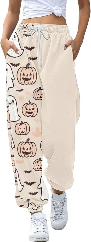 Halloween Pants Woman Joggers Pants Workout High Waisted Yoga Pants with Casual Elastic Waist Drawstring with