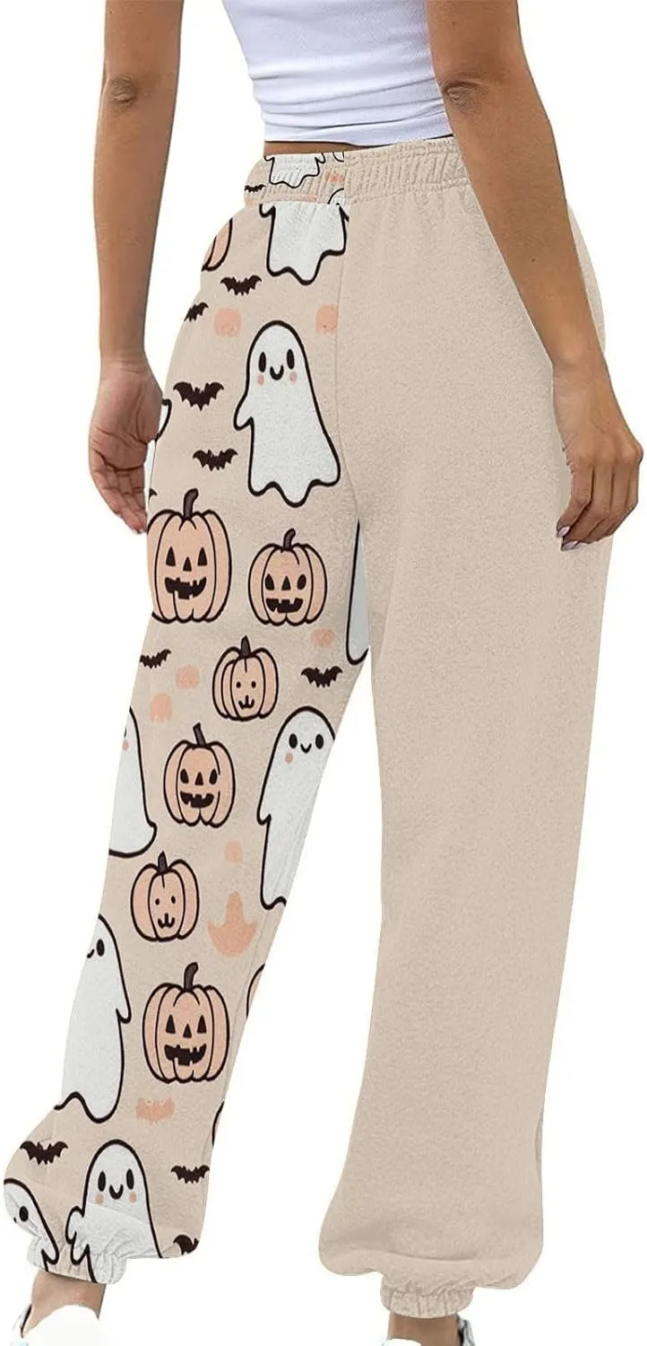 Halloween Pants Woman Joggers Pants Workout High Waisted Yoga Pants with Casual Elastic Waist Drawstring with