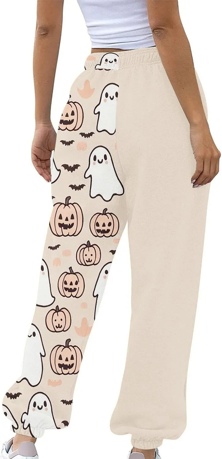 Halloween Pants Woman Joggers Pants Workout High Waisted Yoga Pants with Casual Elastic Waist Drawstring with
