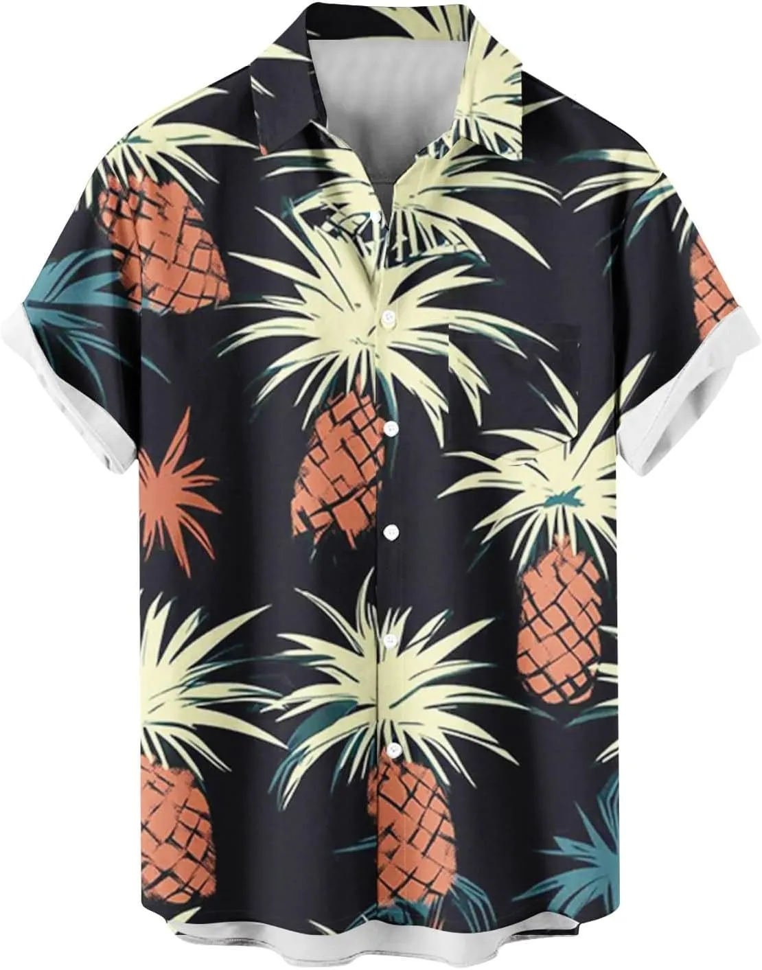 Hawaiian Cardigan Beach Tee Shirts for Mens Winter Fall Short Sleeve High Neck Loose Fit Tee Shirt Tops Mens 2025