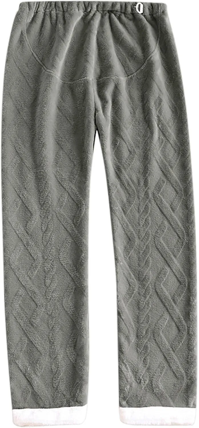 HGps8w Women's Adjustable Soft Flannel Pajama Pants Fleece Fuzzy Winter Warm Lounge Pants Comfy Pajama Bottoms Sleepwear