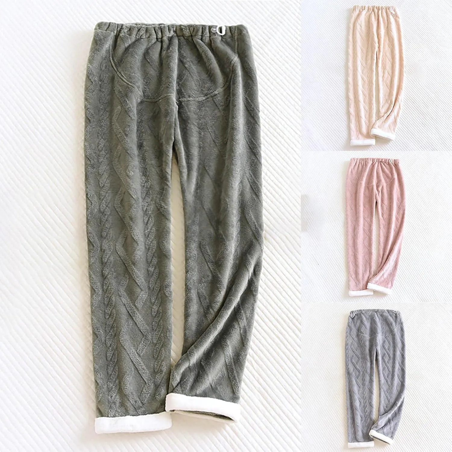 HGps8w Women's Adjustable Soft Flannel Pajama Pants Fleece Fuzzy Winter Warm Lounge Pants Comfy Pajama Bottoms Sleepwear