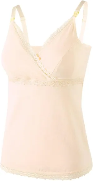 HGps8w Womens Built in Bra Nursing Tank Tops for Breastfeeding Maternity, Lace Trim V Neck Camisoles Sleeveless Cami Shirts