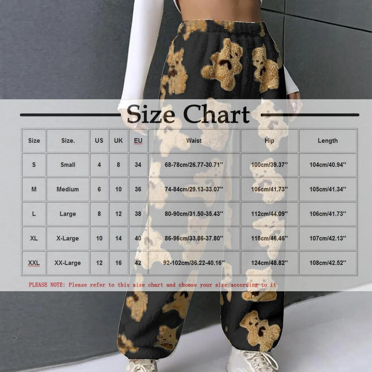 HGps8w Women's Cute Bear Plush Pajama Pants, Soft Fluffy Fleece Warm Pjs Bottoms Sleepwear Winter Comfy Fuzzy Lounge Pants