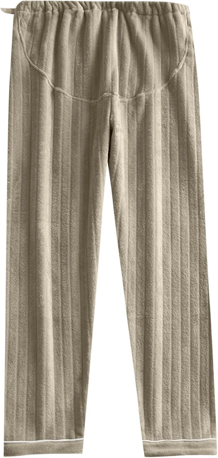 HGps8w Women's Soft Flannel Pajama Pants with Adjustable Waist, Fleece Fuzzy Winter Warm Lounge Pants Comfy Pajama Bottoms