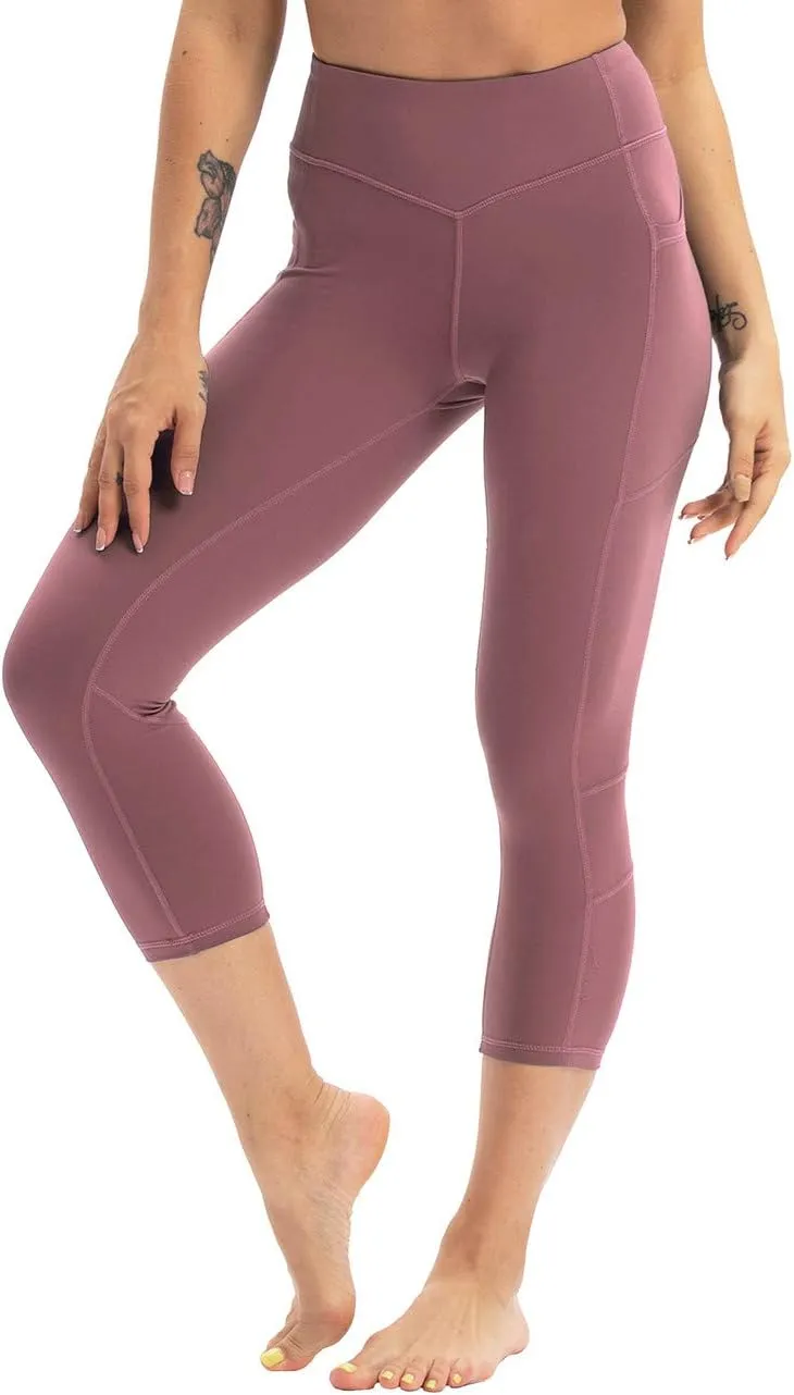Hopgo Women's High Waist Yoga Pants with Pockets Compression Capri Leggings Tummy Control Workout Tights