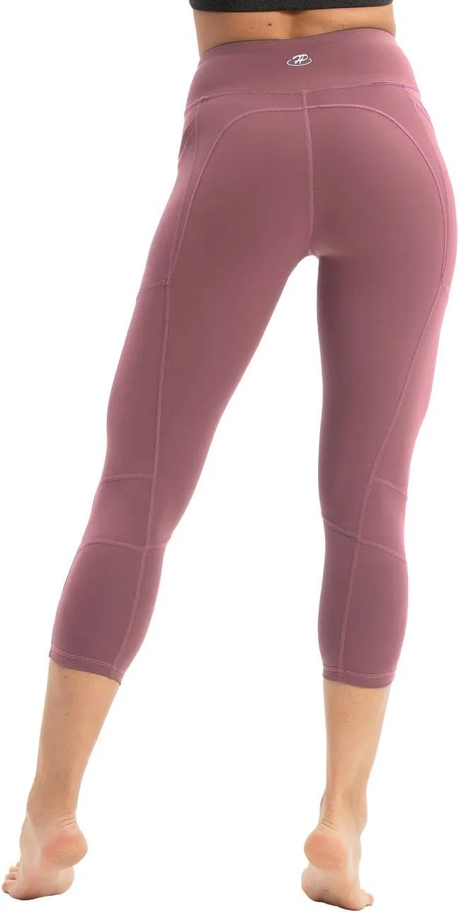 Hopgo Women's High Waist Yoga Pants with Pockets Compression Capri Leggings Tummy Control Workout Tights