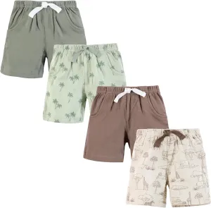 Hudson Baby Unisex Baby Shorts Bottoms 4-Pack