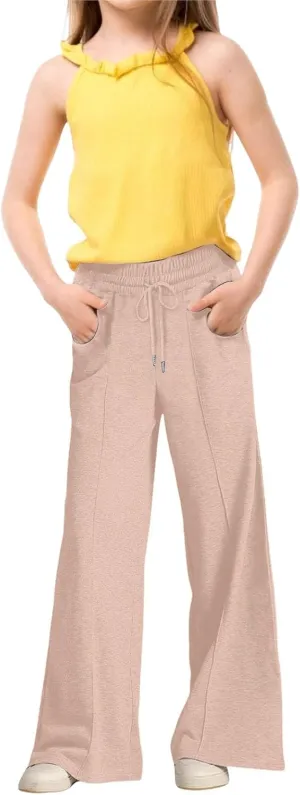 Joggers for Girls Tracksuit Bottoms Kids Girls Straight Leg Adjustable Waist Jogging Bottoms with Pockets