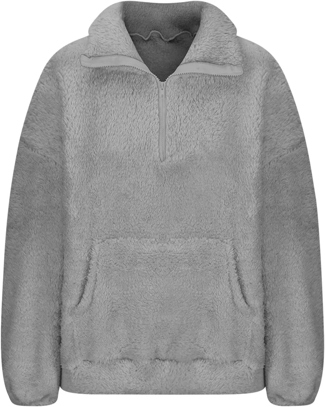 lcziwo Womens Fleece Cropped Sweatshirt Fuzzy Sherpa Half Zip Pullover Tops Oversized Warm Winter Coat with Pockets