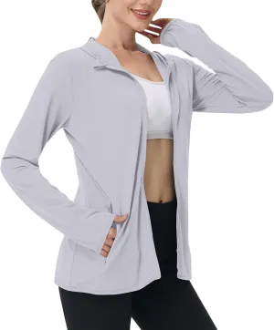 Lightweight Sun Shirt for Women Long Sleeve SPF UV Sun Protection Shirts Cardigan with Pockets Swim Cover Ups