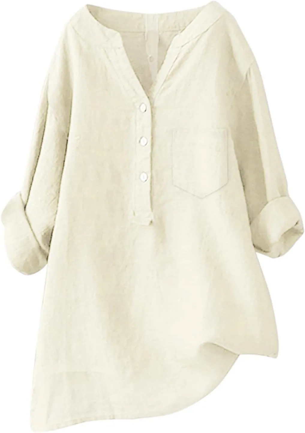 Linen Shirt for Women Loose V Neck Tops Womens Daily Summer T-Shirts 2025