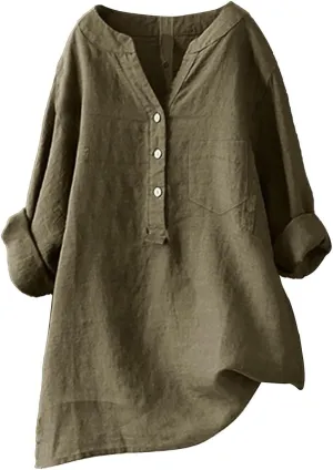 Linen Shirt for Women Loose V Neck Tops Womens Daily Summer T-Shirts 2025