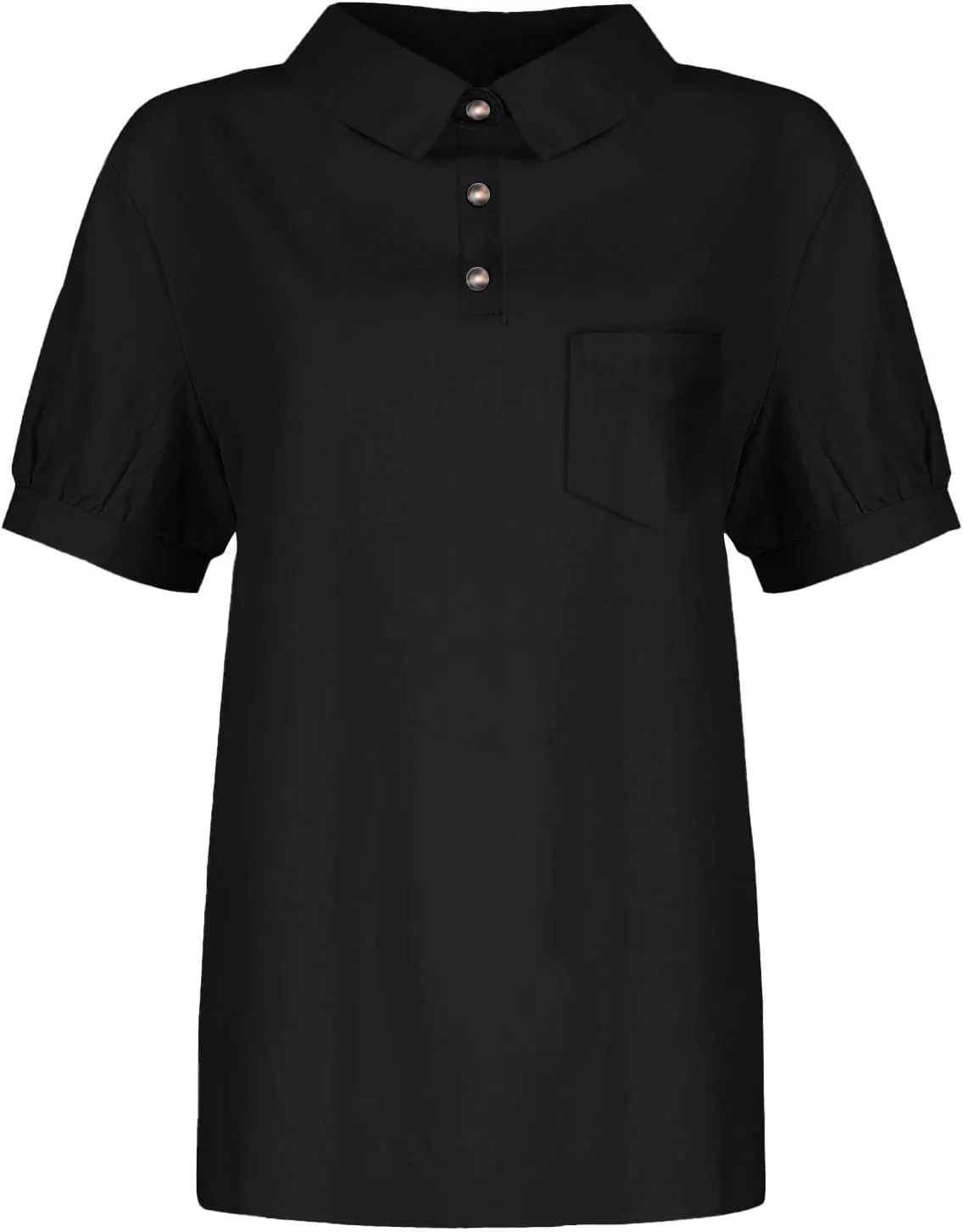 Linen Shirts for Women Summer Lightweight Short Sleeve Tunic Tshirts Cute Collared Tops Business Work Casual Blouses