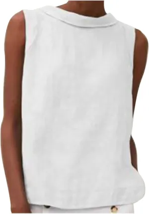 Linen Tank Tops for Women Sleeveless Casual Crew Neck Blouse Fashion Solid Color Loose T-Shirts Summer Clothes