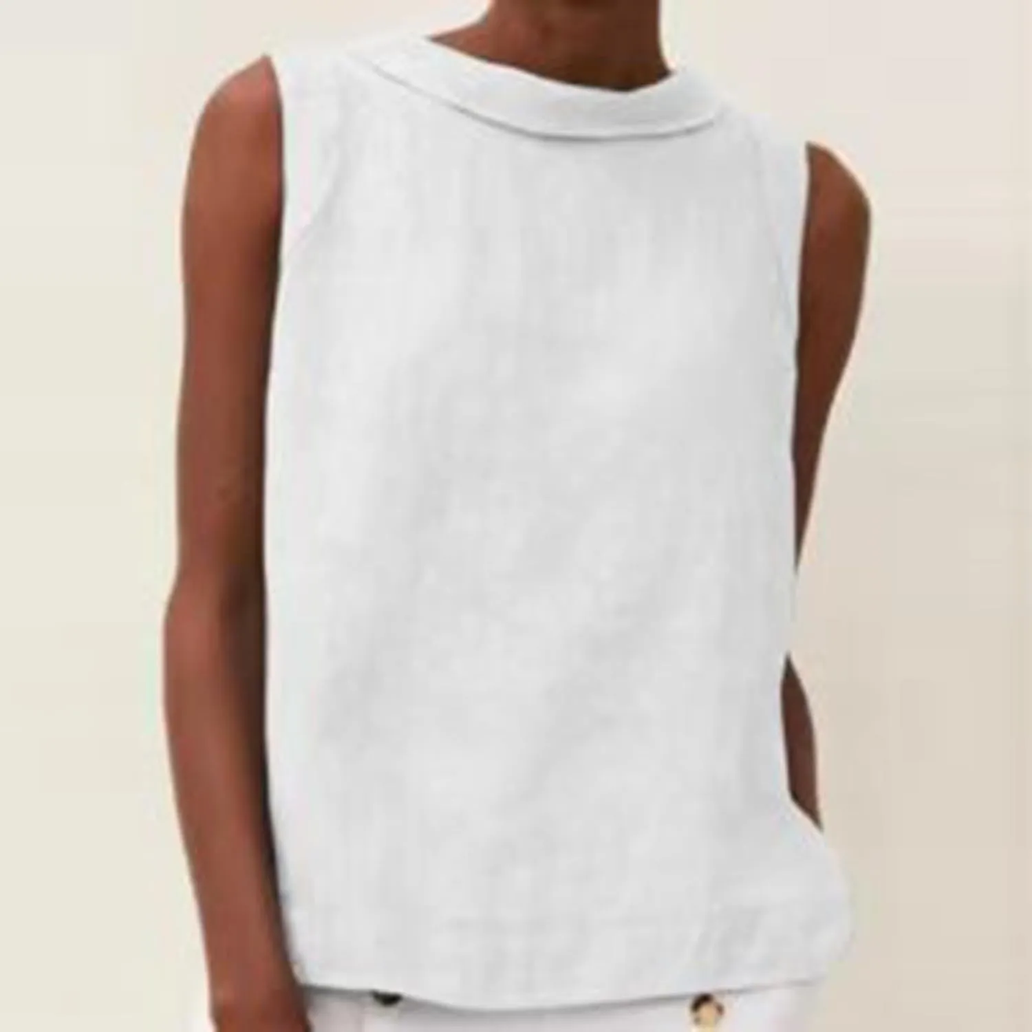 Linen Tank Tops for Women Sleeveless Casual Crew Neck Blouse Fashion Solid Color Loose T-Shirts Summer Clothes