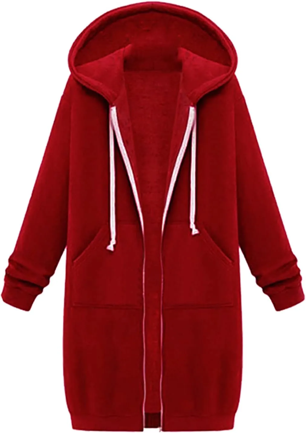 Long Hoodies for Women Casual Full Zip up Fashion Plus Size Hoodie Tunic Sweatshirts Jackets with Pockets S-5XL