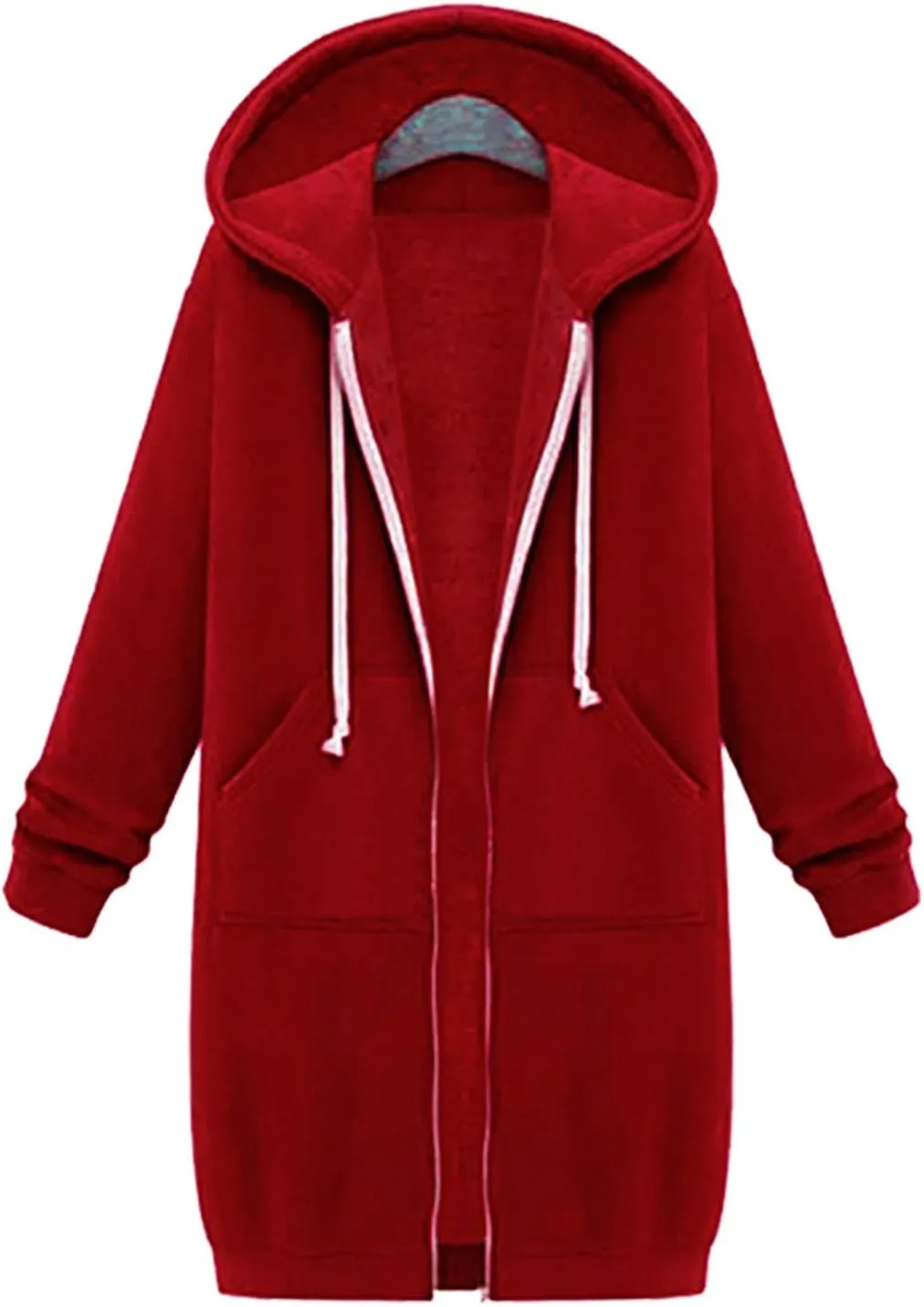 Long Hoodies for Women Casual Full Zip up Fashion Plus Size Hoodie Tunic Sweatshirts Jackets with Pockets S-5XL
