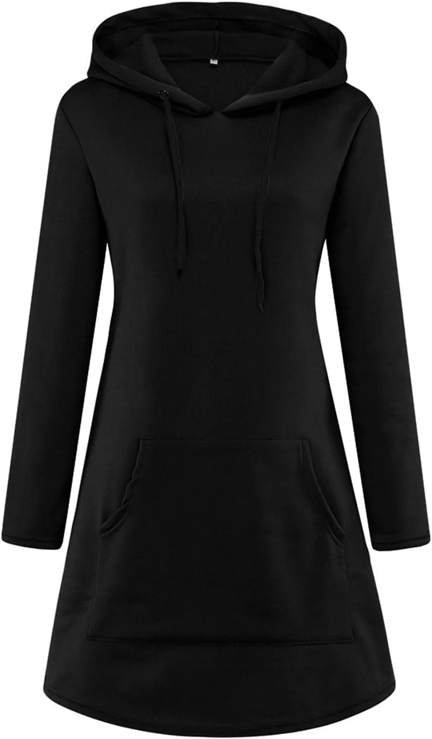 Long Sleeve Dress for Women Lightweight Kangaroo Pocket Hoodie Dress Fall Hoode Sweatshirts Dress for Women