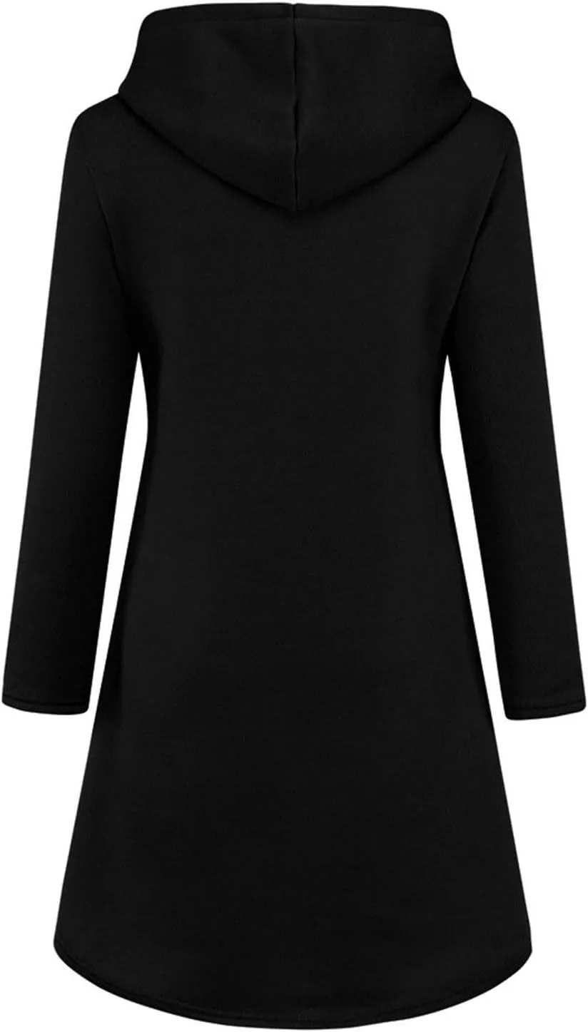 Long Sleeve Dress for Women Lightweight Kangaroo Pocket Hoodie Dress Fall Hoode Sweatshirts Dress for Women