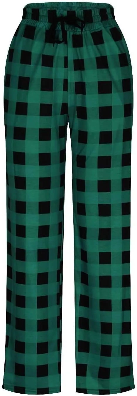 Men Sweatpants Plaid Print Drawstring Sleep Bottoms Lounge Soft Sleep Pants Vintage Sports Palazzo Pant with Pockets