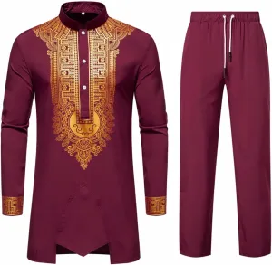 Mens Arab Kaftan Robe Muslim Cotton Muslim Robe Gown Cardigan and Pants Set Islamic Robe Arabic Robes for Men 2024
