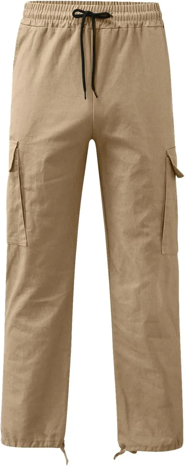 Men's Cargo Pants Casual Joggers Athletic Pants Loose Straight Sweatpants Outdoor Lightweight Tactical with Pockets