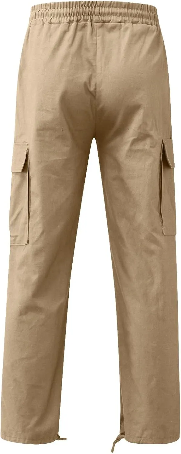 Men's Cargo Pants Casual Joggers Athletic Pants Loose Straight Sweatpants Outdoor Lightweight Tactical with Pockets