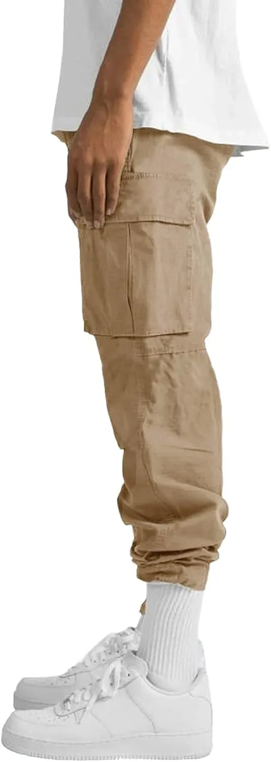 Men's Cargo Pants Casual Joggers Athletic Pants Loose Straight Sweatpants Outdoor Lightweight Tactical with Pockets