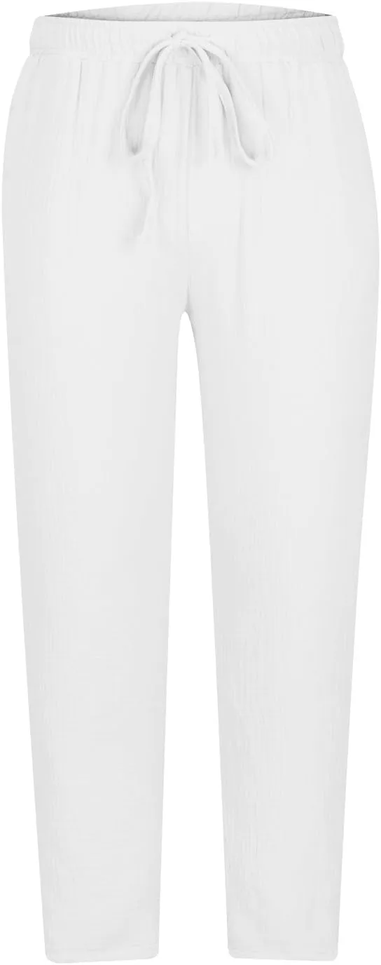 Mens Casual Soft Linen Pants Elastic Waist Drawstring Beach Spring Summer Pants Lightweight Linen Trousers Yoga Pants