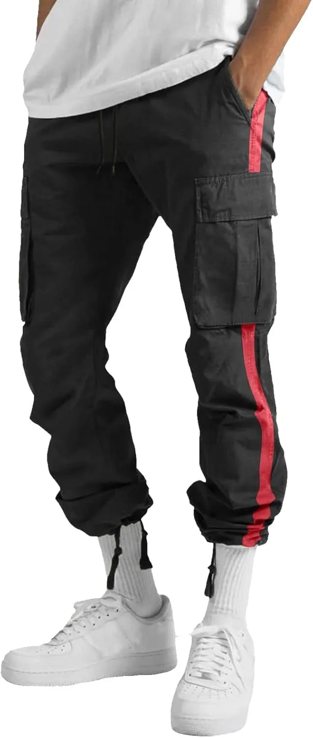 Men's Casual Sports Jogger Running Loose Cargo Pants Regular Multi Pocket Outdoor Fitness Hiking Camping Workout Sweatpants