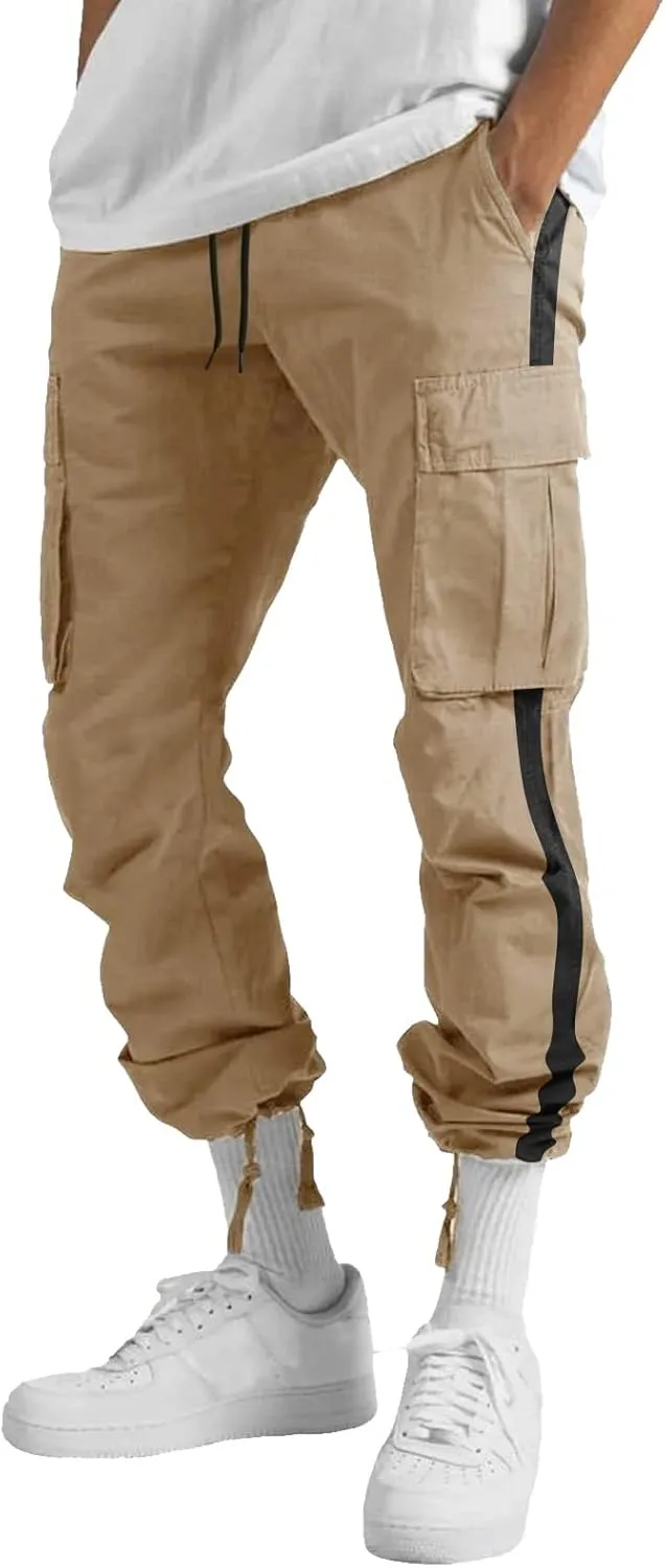 Men's Casual Sports Jogger Running Loose Cargo Pants Regular Multi Pocket Outdoor Fitness Hiking Camping Workout Sweatpants
