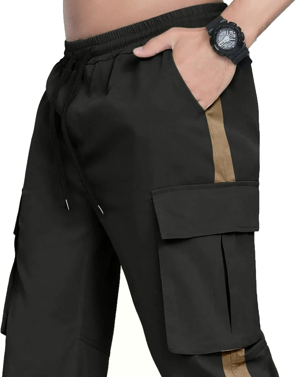 Men's Casual Sports Jogger Running Loose Cargo Pants Regular Multi Pocket Outdoor Fitness Hiking Camping Workout Sweatpants