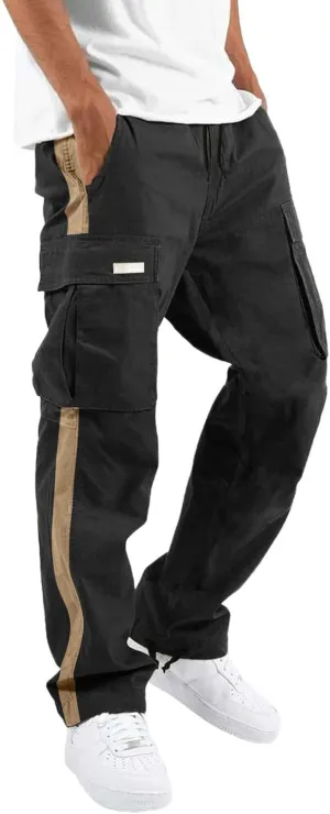Men's Casual Sports Jogger Running Loose Cargo Pants Regular Multi Pocket Outdoor Fitness Hiking Camping Workout Sweatpants