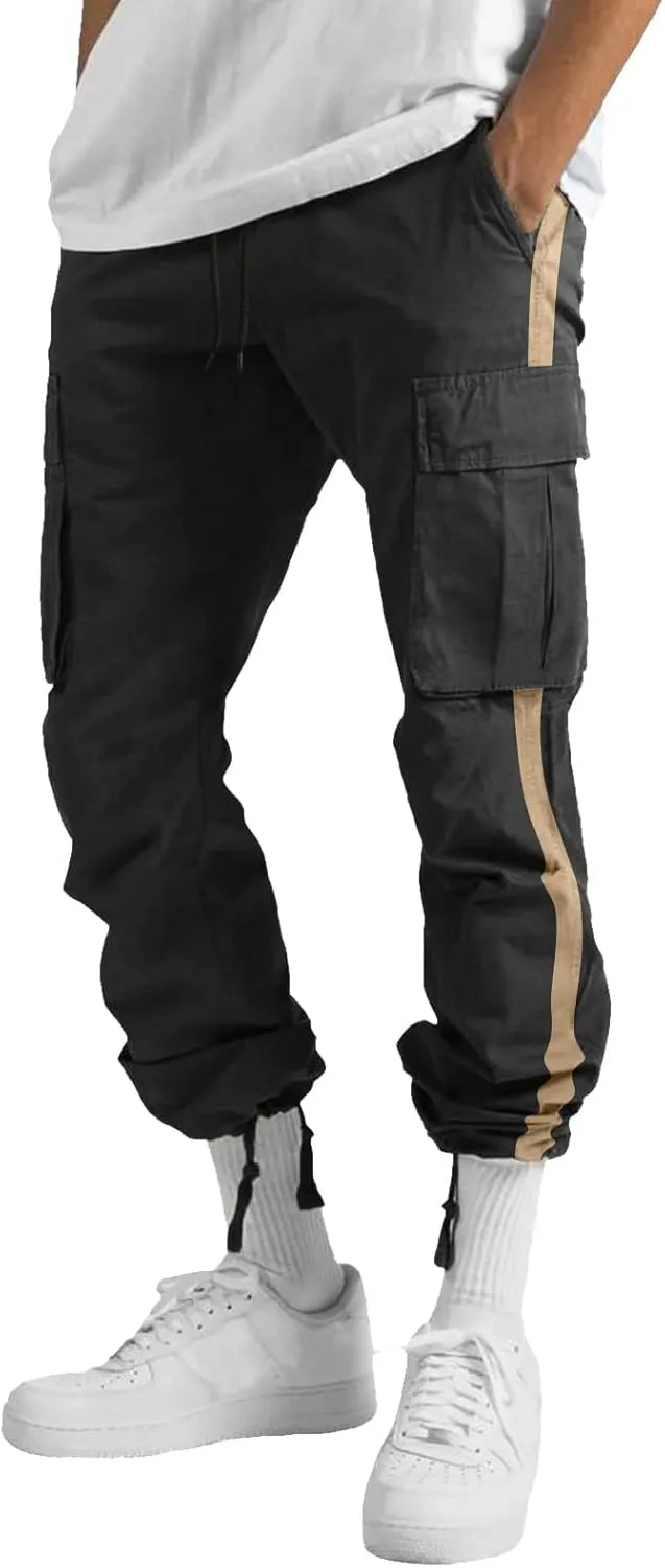 Men's Casual Sports Jogger Running Loose Cargo Pants Regular Multi Pocket Outdoor Fitness Hiking Camping Workout Sweatpants