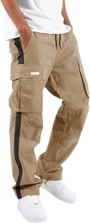 Men's Casual Sports Jogger Running Loose Cargo Pants Regular Multi Pocket Outdoor Fitness Hiking Camping Workout Sweatpants