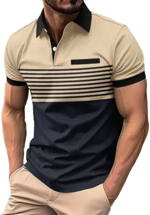 Mens Lightweight Golf Shirts with Pocket Button Down Short Sleeve Summer Casual Polos for Men Slim Fit Stretch Lapel Shirts