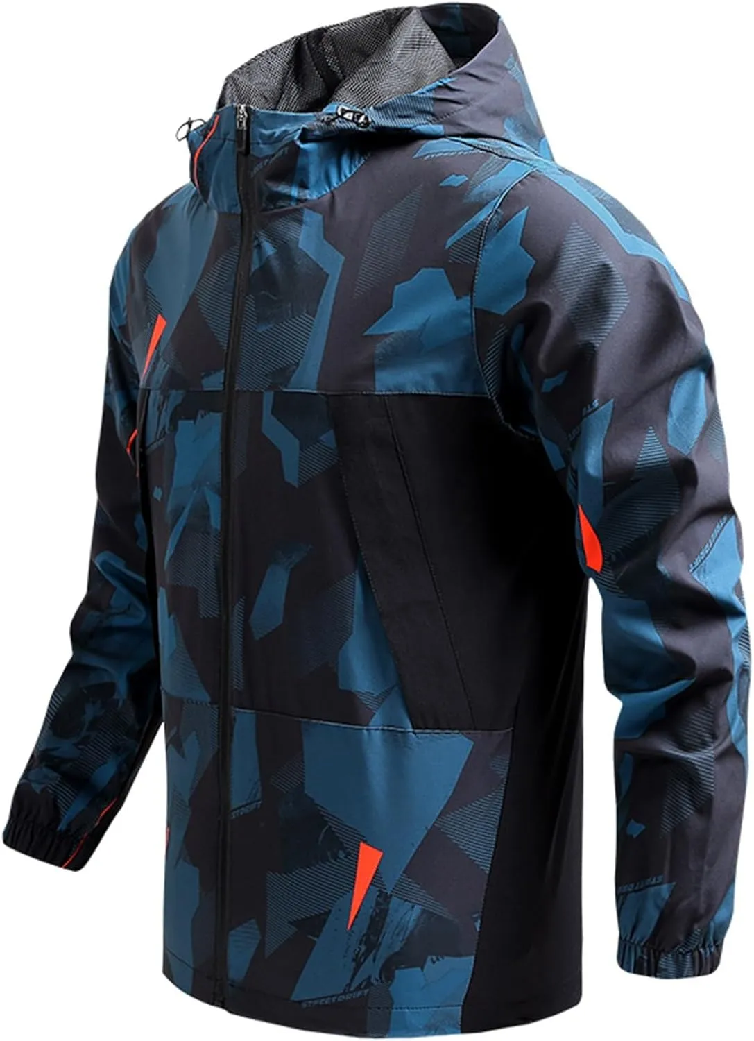 Mens Lightweight Softshell Jacket Windproof Water Resistant Hooded Hiking Travel Outwear Full Zip Windbreaker Jackets