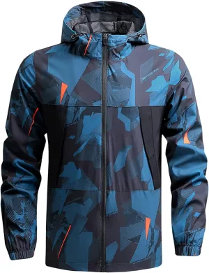 Mens Lightweight Softshell Jacket Windproof Water Resistant Hooded Hiking Travel Outwear Full Zip Windbreaker Jackets