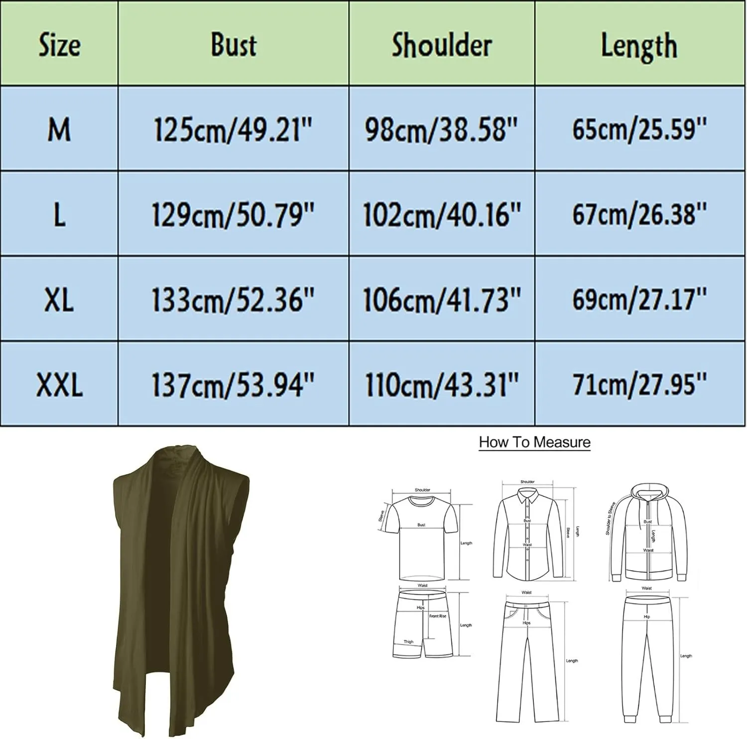 Men's Muslim Clothes Men's Ruffle Shawl Collar Cardigan Sleeveless Open Front Vest Lightweight Long Length Drape Cape