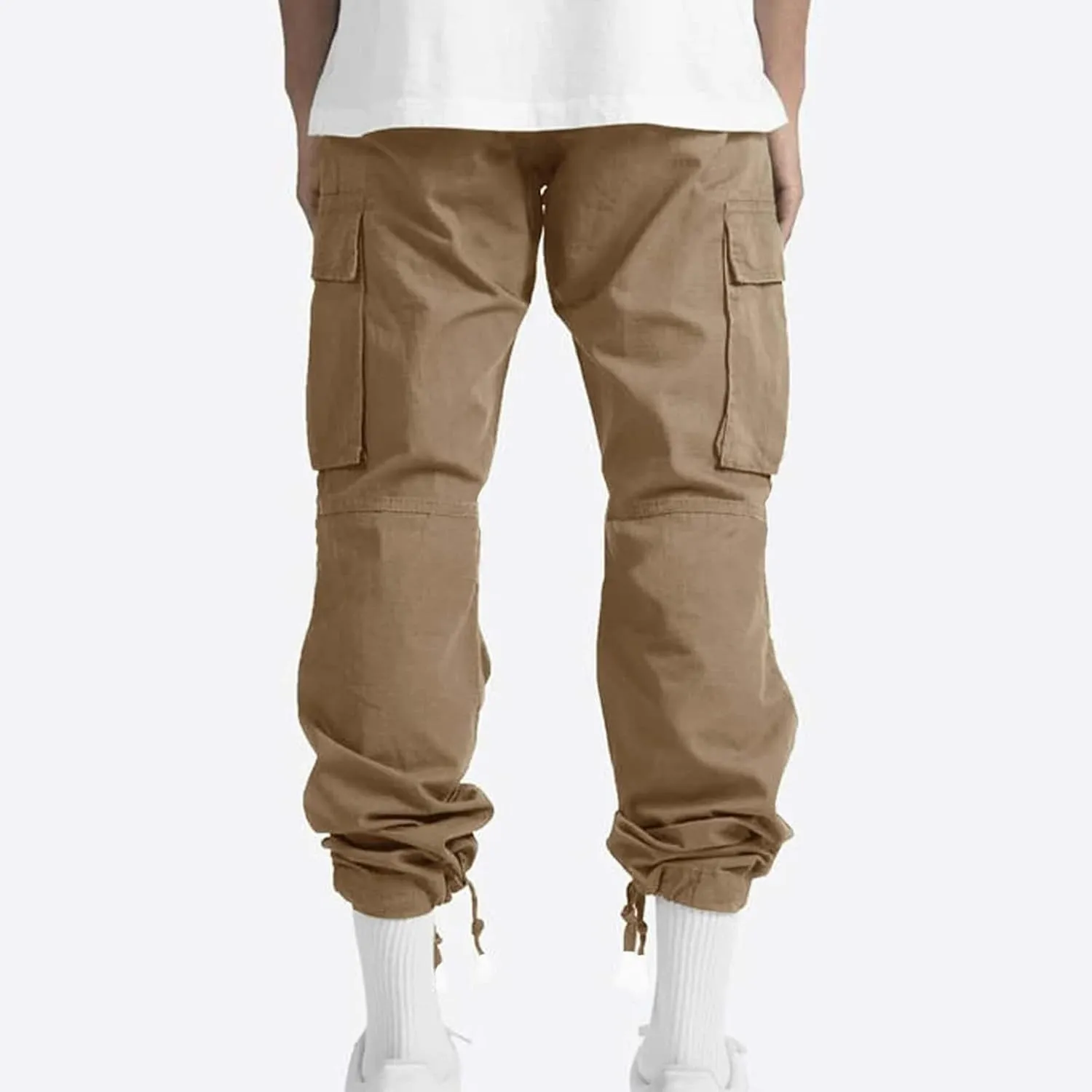 Mens Outdoor Cargo Pants Lightweight Relaxed Fit Tactical Pants Solid Camo Multi Pockets Classic Trousers
