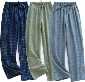 Men's Pajama Pants Cotton Pjs Bottoms Lightweight Pajama Bottoms Woven Knit Pants With Pocket