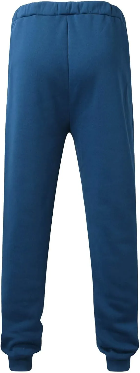 Mens Solid Soft Fleece Lined Sherpa Sweatpants Winter Warm Pants Jogger Lounge Athletic Sonw Pant with Zipper Pocket