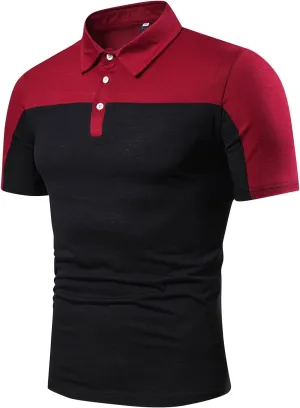 Men's Summer Patchwork Dry Fit Slim Short Sleeves Polo Golf Fashion Shirts