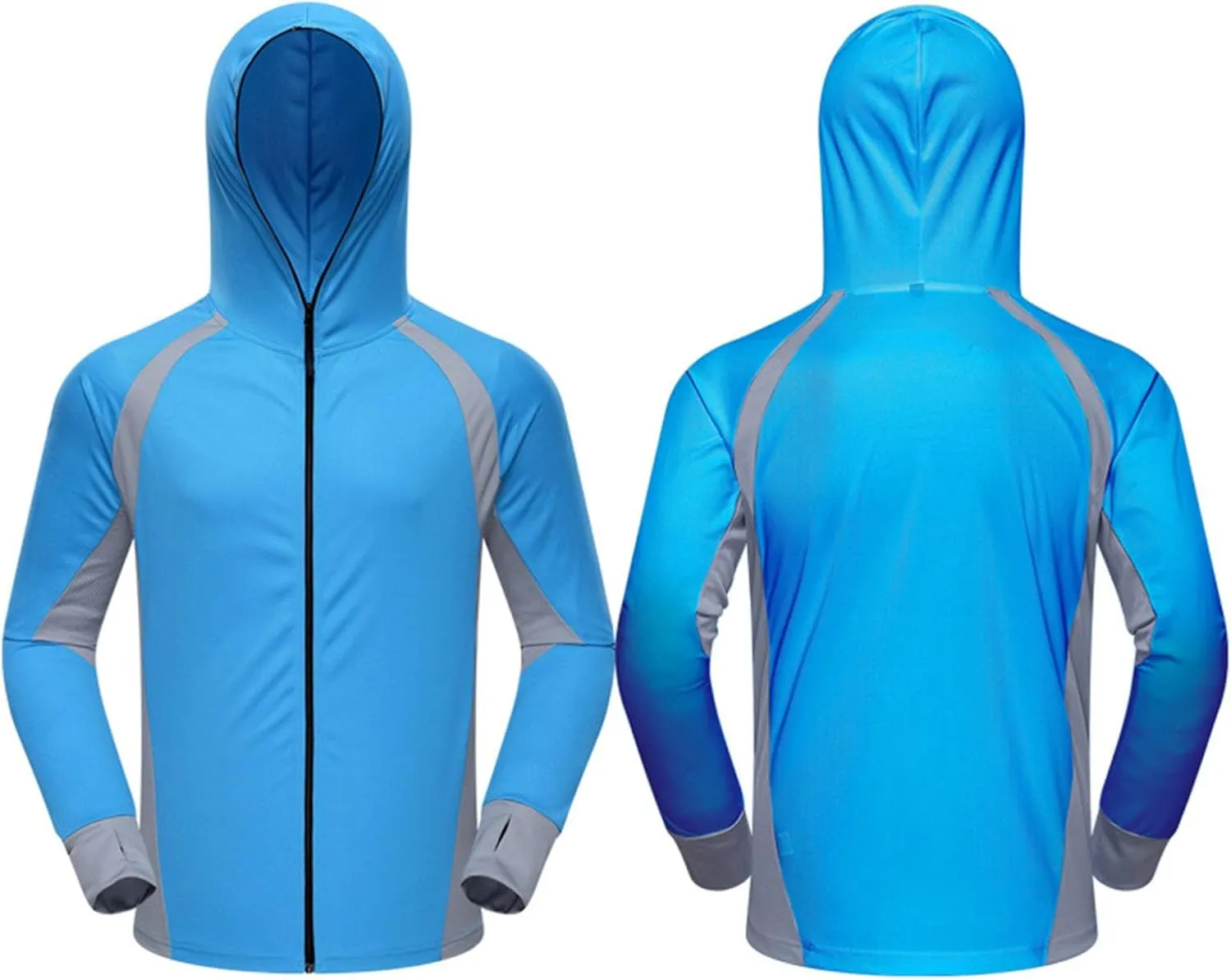 Mens Sun Protection Jacket Lightweight Thin Breathable Full Zip Hoodie Hiking Fishing Outdoor Quick Dry Hiking Shirt