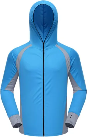 Mens Sun Protection Jacket Lightweight Thin Breathable Full Zip Hoodie Hiking Fishing Outdoor Quick Dry Hiking Shirt