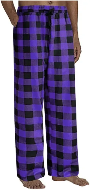 Men's Sweatpants Plaid Print Drawstring Pajama Bottom Lounge Comfy Sweatpants Workout Cozy Pajama Pants with Pockets