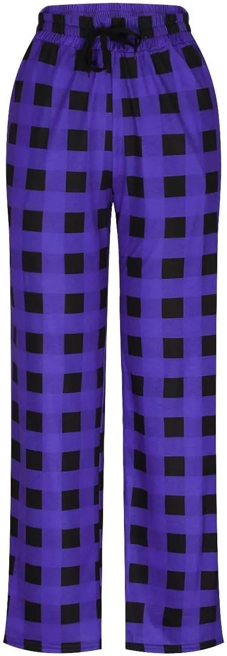 Men's Sweatpants Plaid Print Drawstring Pajama Bottom Lounge Comfy Sweatpants Workout Cozy Pajama Pants with Pockets